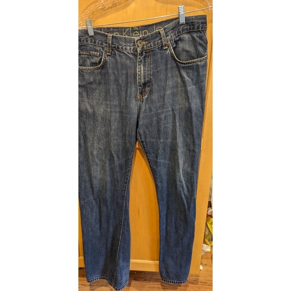 Vintage Calvin Klein Jeans Blue Classic straight‎ Fit 34x32 DISTRESSED CUFFS - Picture 1 of 4